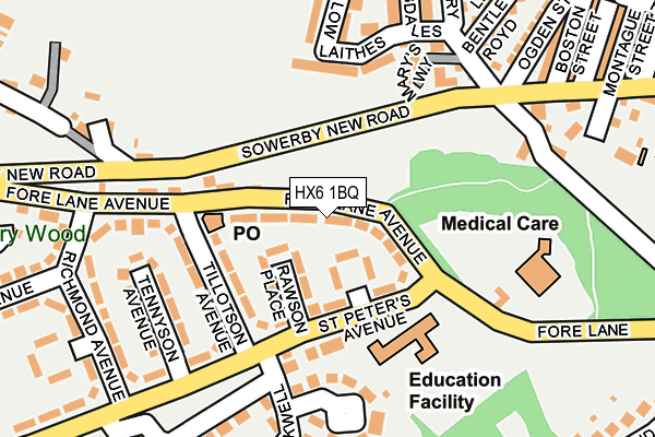 HX6 1BQ map - OS OpenMap – Local (Ordnance Survey)