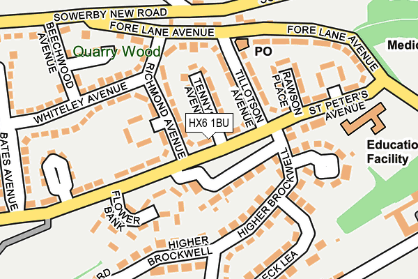 HX6 1BU map - OS OpenMap – Local (Ordnance Survey)