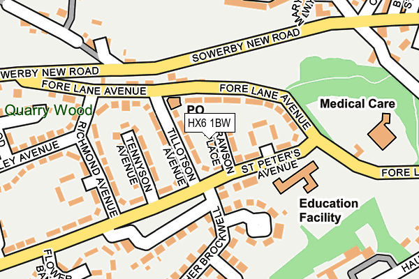 HX6 1BW map - OS OpenMap – Local (Ordnance Survey)