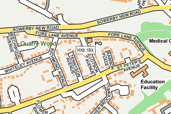 HX6 1BX map - OS OpenMap – Local (Ordnance Survey)