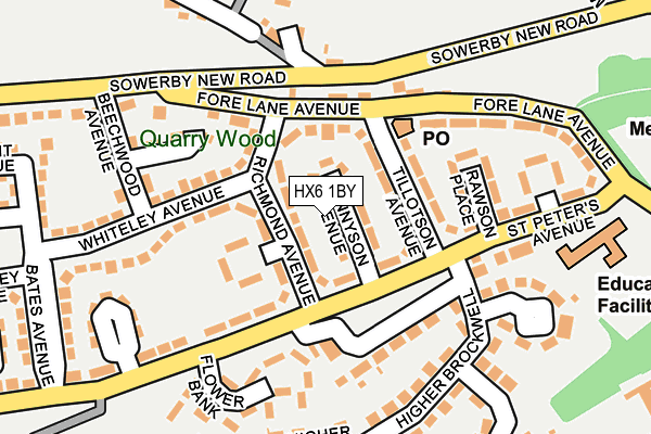 HX6 1BY map - OS OpenMap – Local (Ordnance Survey)