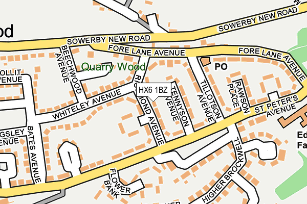 HX6 1BZ map - OS OpenMap – Local (Ordnance Survey)