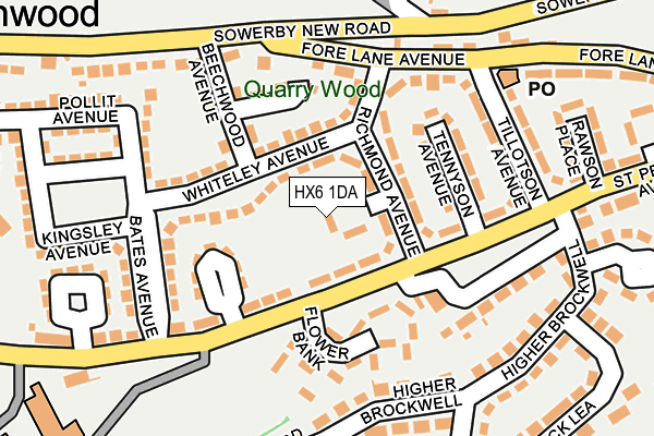 HX6 1DA map - OS OpenMap – Local (Ordnance Survey)