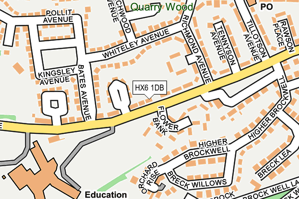 HX6 1DB map - OS OpenMap – Local (Ordnance Survey)