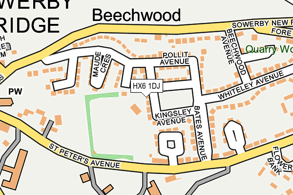 HX6 1DJ map - OS OpenMap – Local (Ordnance Survey)