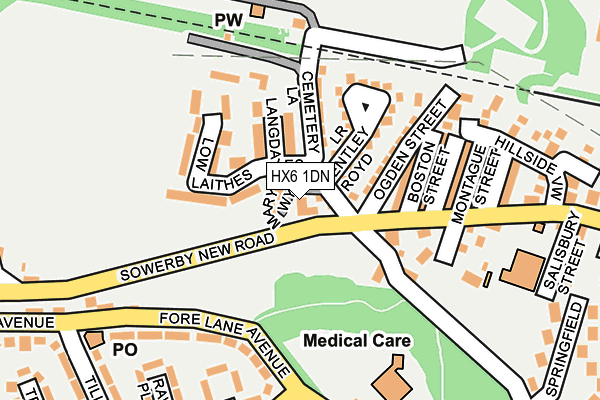 HX6 1DN map - OS OpenMap – Local (Ordnance Survey)