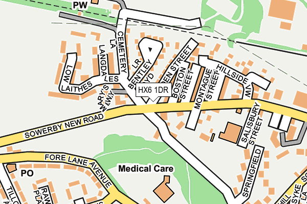 HX6 1DR map - OS OpenMap – Local (Ordnance Survey)