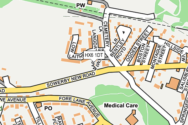 HX6 1DT map - OS OpenMap – Local (Ordnance Survey)