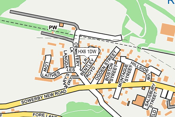 HX6 1DW map - OS OpenMap – Local (Ordnance Survey)