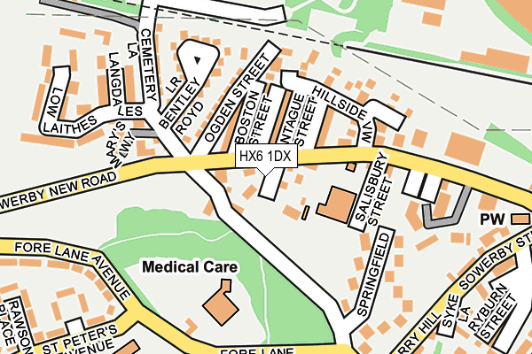 HX6 1DX map - OS OpenMap – Local (Ordnance Survey)