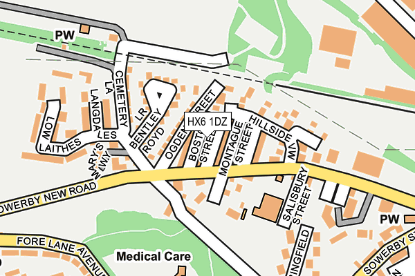 HX6 1DZ map - OS OpenMap – Local (Ordnance Survey)