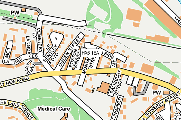 HX6 1EA map - OS OpenMap – Local (Ordnance Survey)