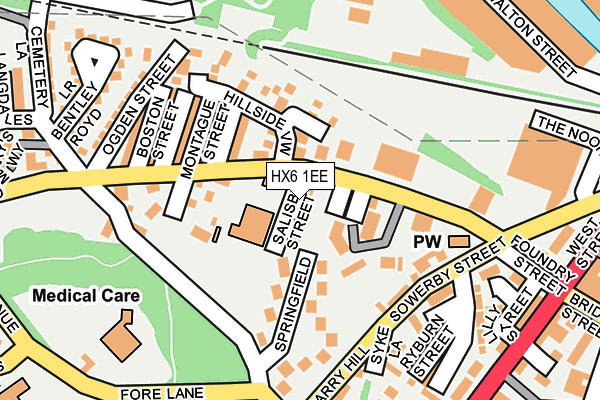 HX6 1EE map - OS OpenMap – Local (Ordnance Survey)