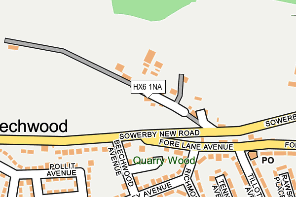 HX6 1NA map - OS OpenMap – Local (Ordnance Survey)