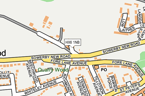 HX6 1NB map - OS OpenMap – Local (Ordnance Survey)