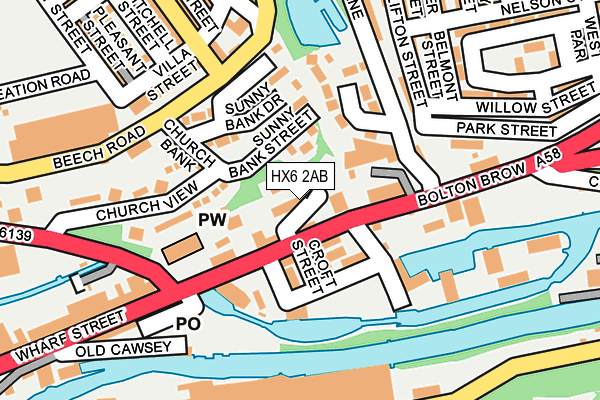 HX6 2AB map - OS OpenMap – Local (Ordnance Survey)