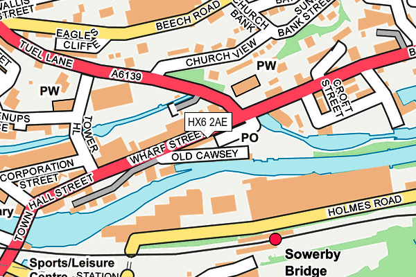 HX6 2AE map - OS OpenMap – Local (Ordnance Survey)