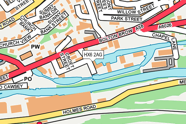 HX6 2AG map - OS OpenMap – Local (Ordnance Survey)