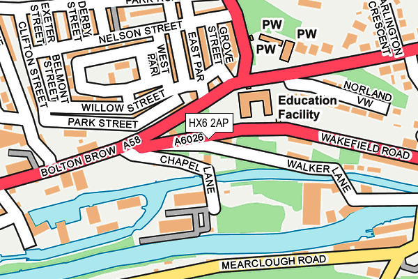 HX6 2AP map - OS OpenMap – Local (Ordnance Survey)