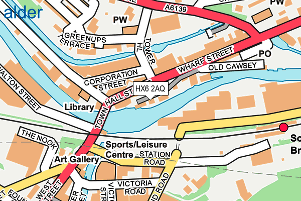 HX6 2AQ map - OS OpenMap – Local (Ordnance Survey)