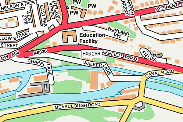 HX6 2AR map - OS OpenMap – Local (Ordnance Survey)