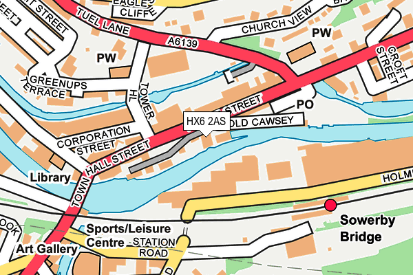 HX6 2AS map - OS OpenMap – Local (Ordnance Survey)