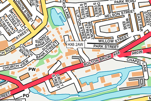 HX6 2AW map - OS OpenMap – Local (Ordnance Survey)