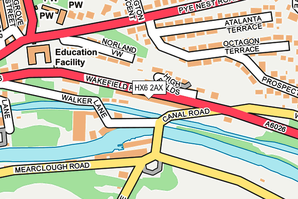 HX6 2AX map - OS OpenMap – Local (Ordnance Survey)