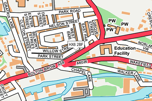 HX6 2BF map - OS OpenMap – Local (Ordnance Survey)