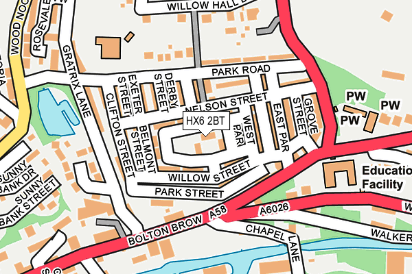 HX6 2BT map - OS OpenMap – Local (Ordnance Survey)