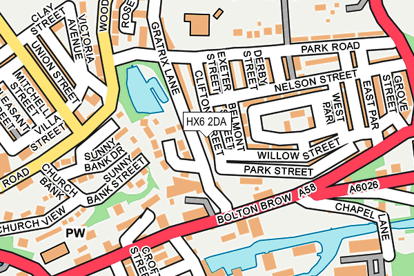 HX6 2DA map - OS OpenMap – Local (Ordnance Survey)