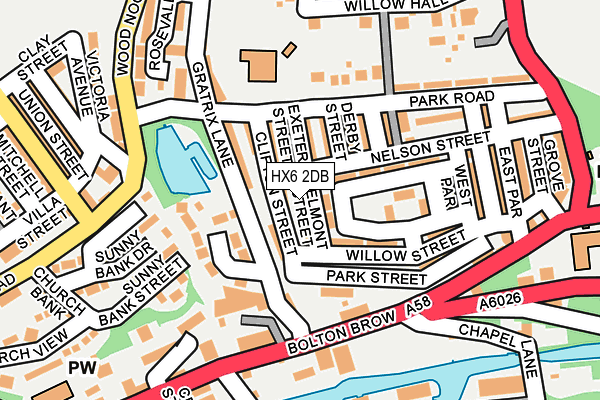 HX6 2DB map - OS OpenMap – Local (Ordnance Survey)