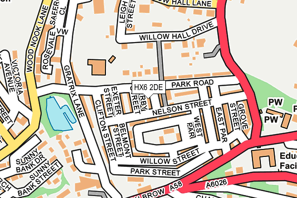 HX6 2DE map - OS OpenMap – Local (Ordnance Survey)
