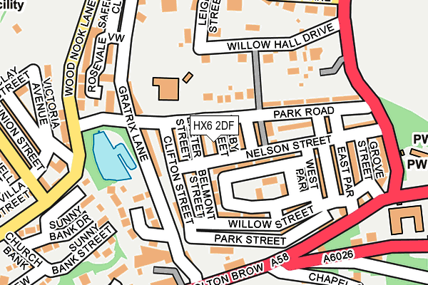HX6 2DF map - OS OpenMap – Local (Ordnance Survey)