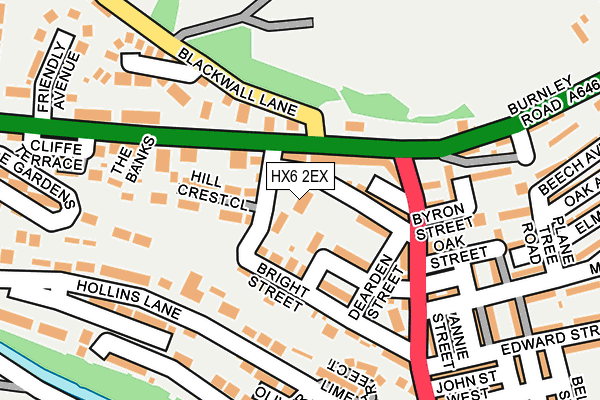 HX6 2EX map - OS OpenMap – Local (Ordnance Survey)