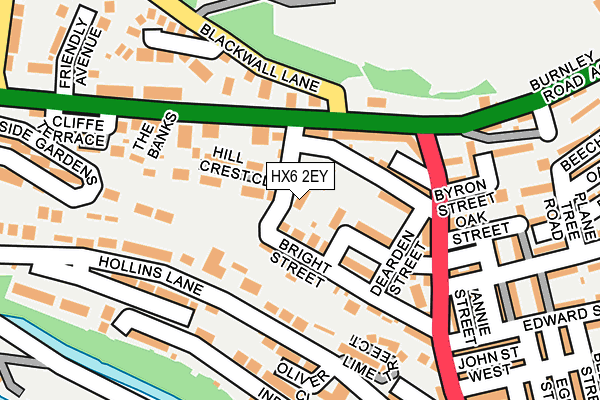 HX6 2EY map - OS OpenMap – Local (Ordnance Survey)