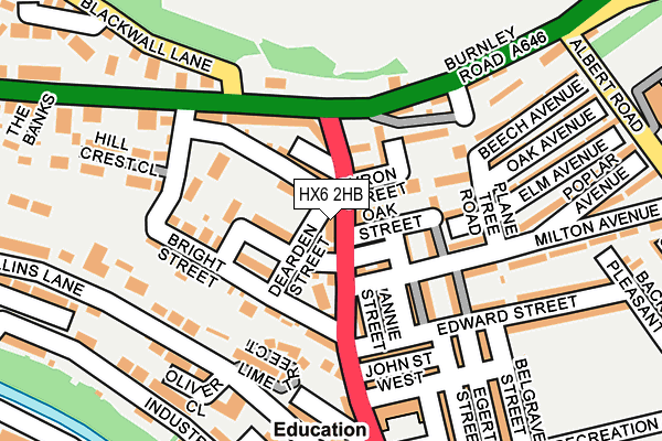 HX6 2HB map - OS OpenMap – Local (Ordnance Survey)