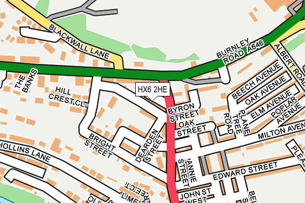 HX6 2HE map - OS OpenMap – Local (Ordnance Survey)