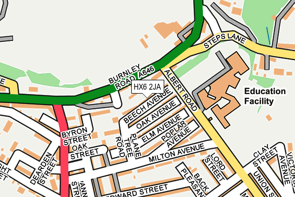 HX6 2JA map - OS OpenMap – Local (Ordnance Survey)