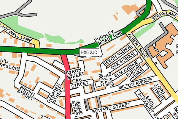 HX6 2JD map - OS OpenMap – Local (Ordnance Survey)