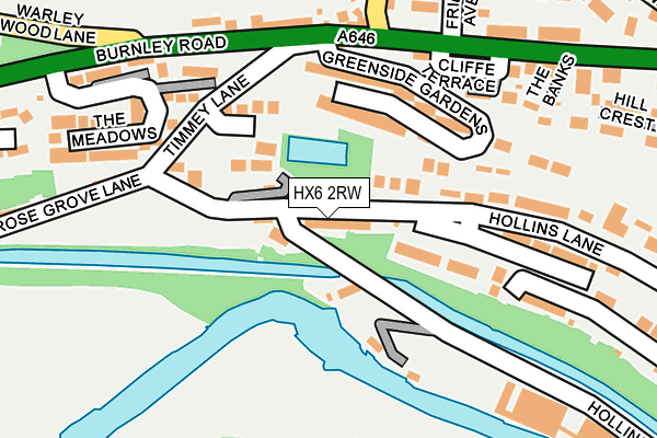 HX6 2RW map - OS OpenMap – Local (Ordnance Survey)