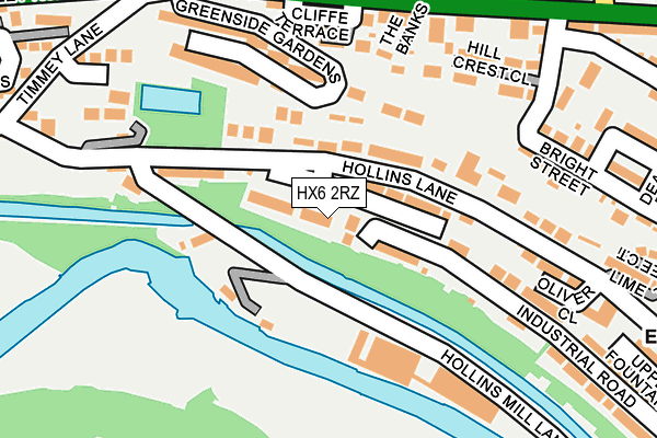 HX6 2RZ map - OS OpenMap – Local (Ordnance Survey)
