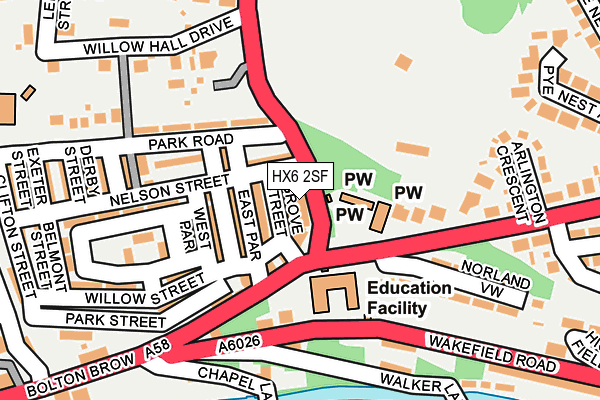 HX6 2SF map - OS OpenMap – Local (Ordnance Survey)