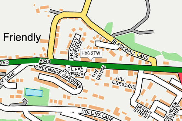 HX6 2TW map - OS OpenMap – Local (Ordnance Survey)