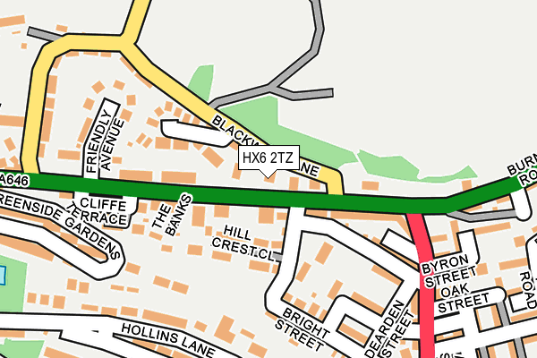 HX6 2TZ map - OS OpenMap – Local (Ordnance Survey)