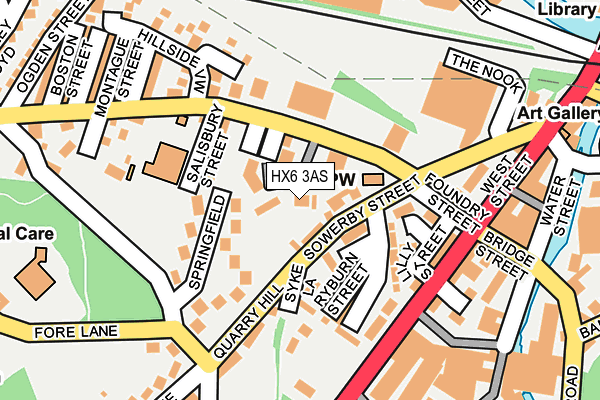 HX6 3AS map - OS OpenMap – Local (Ordnance Survey)