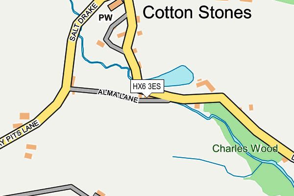 HX6 3ES map - OS OpenMap – Local (Ordnance Survey)