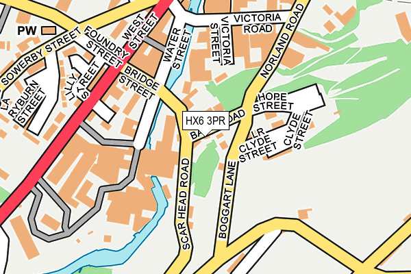 HX6 3PR map - OS OpenMap – Local (Ordnance Survey)