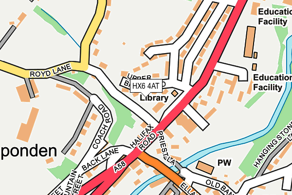 HX6 4AT map - OS OpenMap – Local (Ordnance Survey)