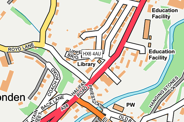 HX6 4AU map - OS OpenMap – Local (Ordnance Survey)